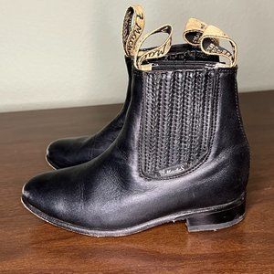 7 Machos Toddler Booties, Black Leather